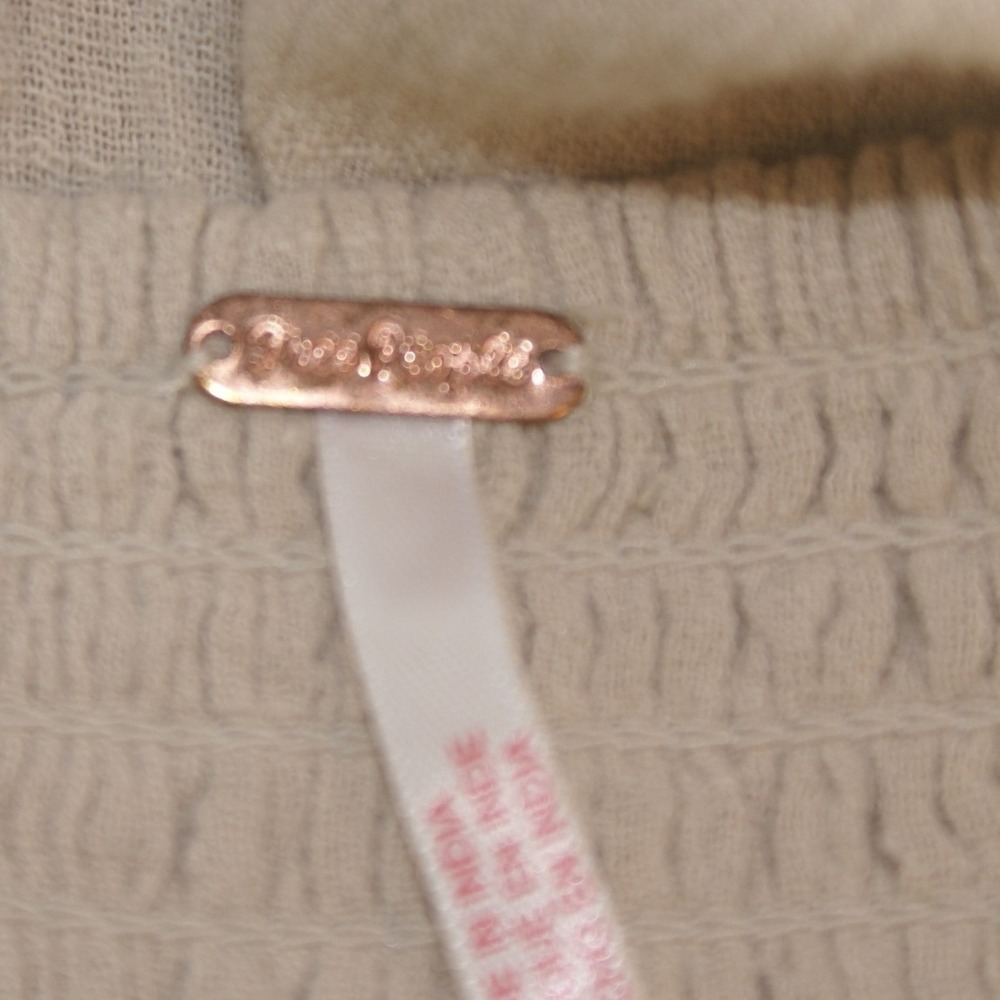 Free People Wide Leg Gauze Pants Beige Tan Crossover Waist Smocked Back Boho NEW - Picture 15 of 16